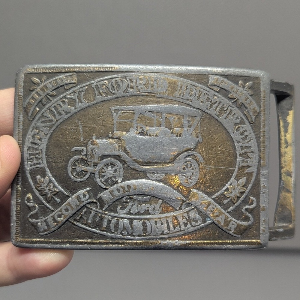 Vintage Henry Ford Model T Belt Buckle Car Memorabilia Collectible Heavy Metal